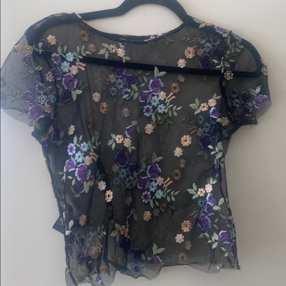 Topshop mesh floral top